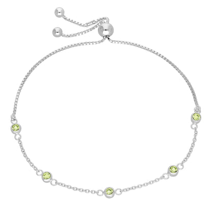 Sterling sølv Multi Peridot CZ justerbart armbånd