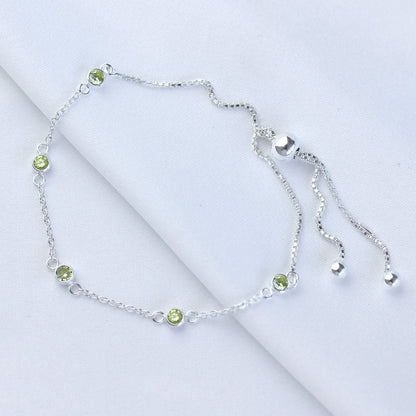 Sterling sølv Multi Peridot CZ justerbart armbånd