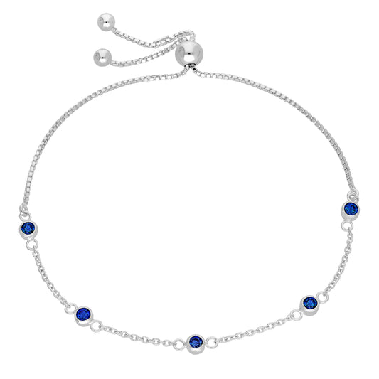 Sterling sølv Multi Sapphire CZ justerbart armbånd