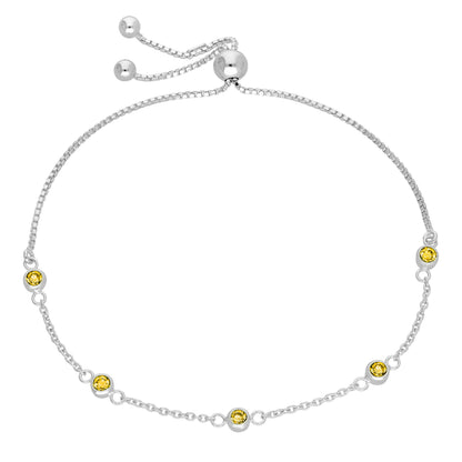 Sterling sølv Multi Citrine CZ justerbart armbånd