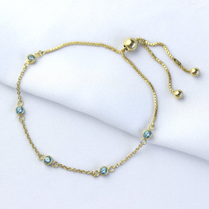 Gullbelagt sterlingsølv Aquamarine CZ justerbart armbånd