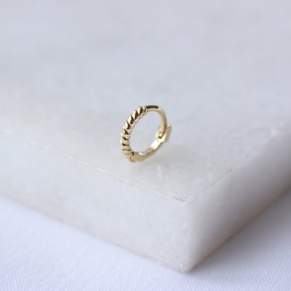 9ct Gold Tiny Twist Helix 7mm Hoop 26Ga Piercing