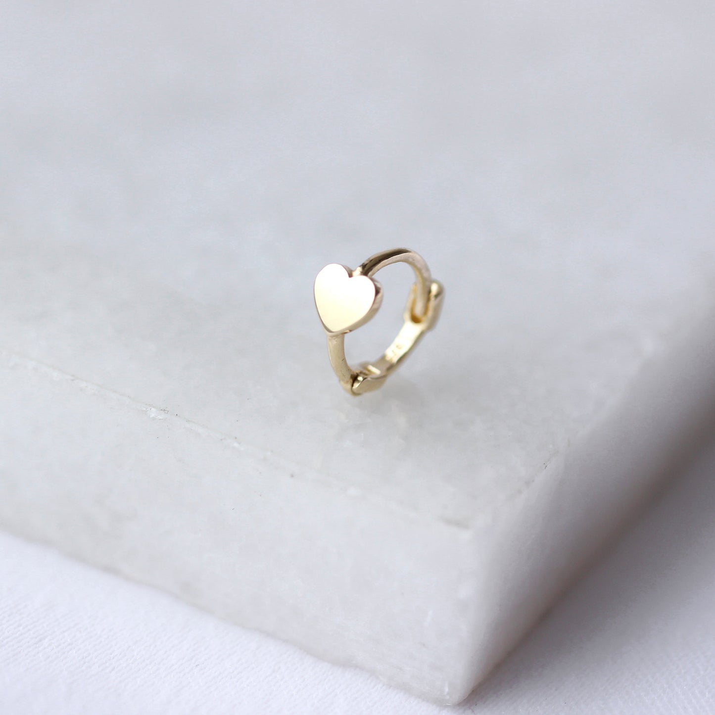 9ct Gold Tiny Heart 7mm Helix Hoop 26Ga Piercing