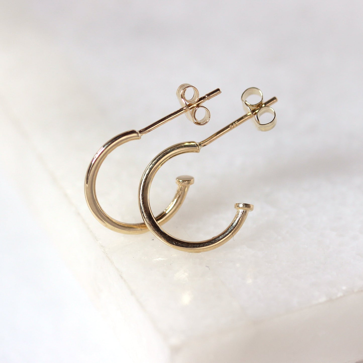 9ct Gold Plain 11mm Open Hoop Stud Earrings