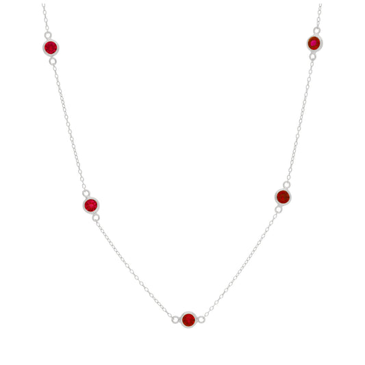 Sterling Silver Multi Garnet CZ January Birthstone Necklace