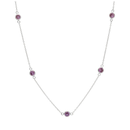 Sterling Silver Amethyst CZ February Birthstone Necklace