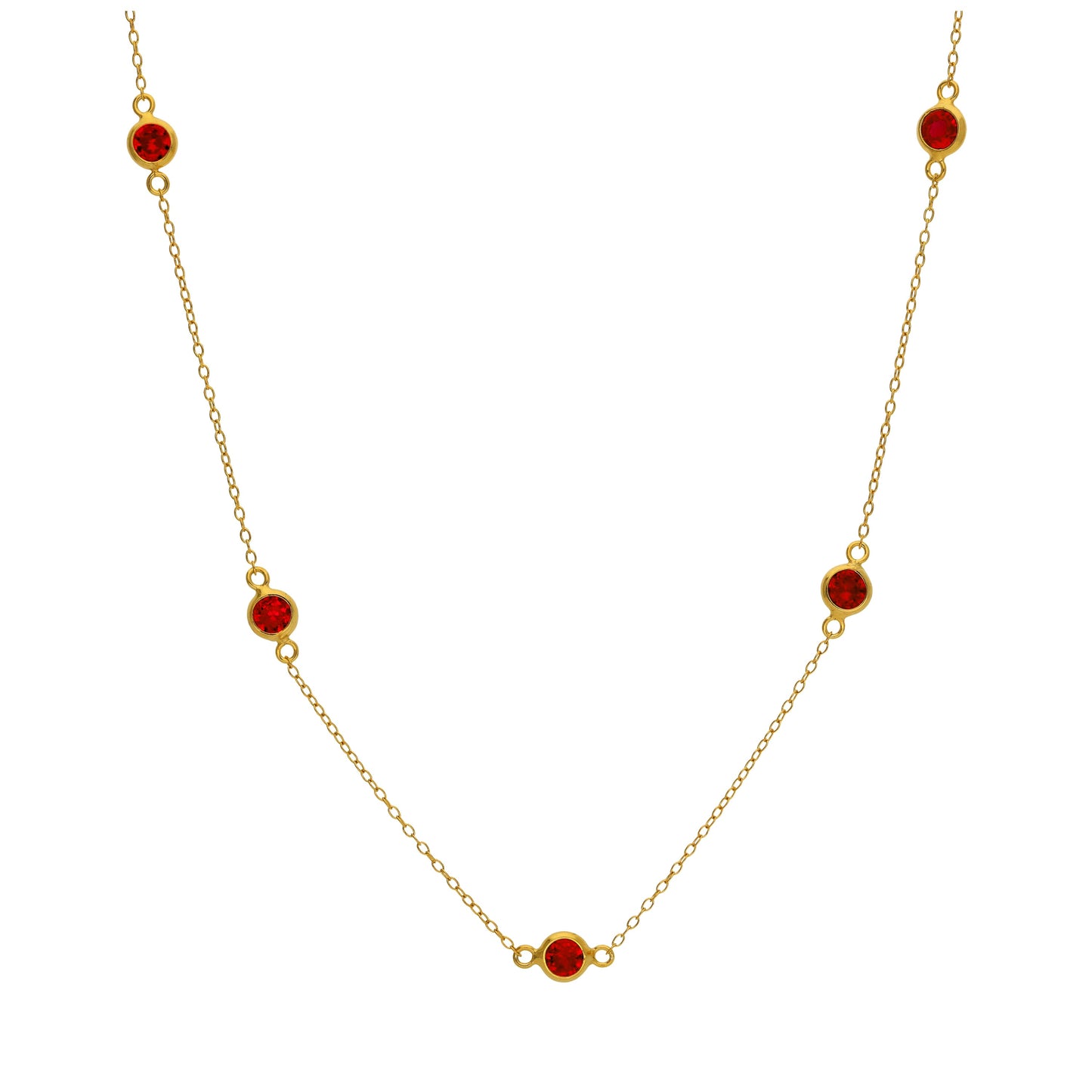 Gold Plated Sterling Silver Garnet CZ Birthstone Necklace