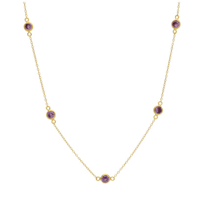 Gold Plated Sterling Silver Amethyst CZ Birthstone Necklace