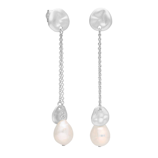 Sterling sølv ferskvann barokke Pearl Drop Stud øredobber