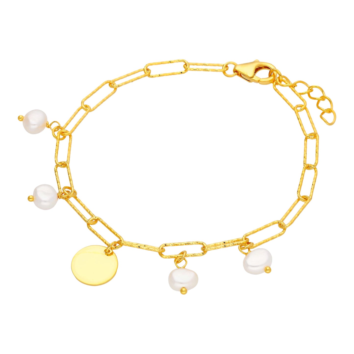 Gold Plated Silver Freshwater Baroque Pearl Bracelet