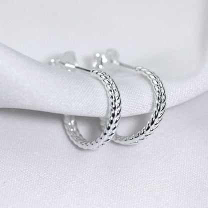 Sterling Silver Double Twist Open 14mm Hoop Stud Earrings