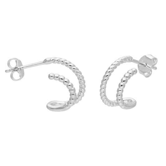 Sterlingsølv Double Twist Open 14 mm Stud Hoop øredobber