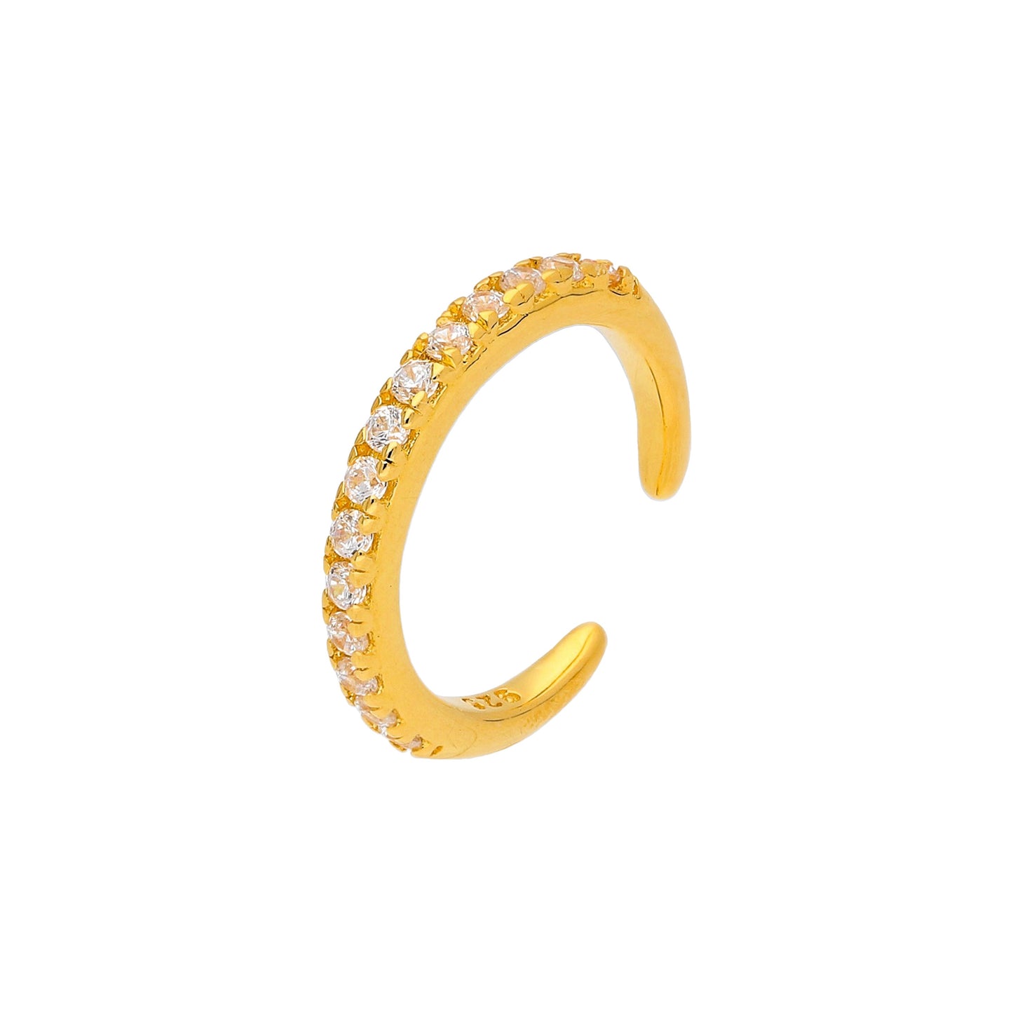 Gold Plated Sterling Silver Encrusted Pave CZ Ear Cuff