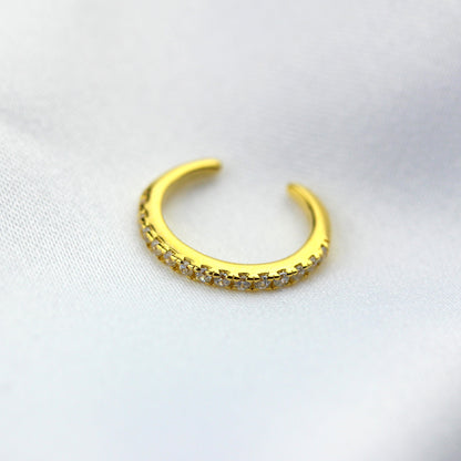 Gold Plated Sterling Silver Encrusted Pave CZ Ear Cuff