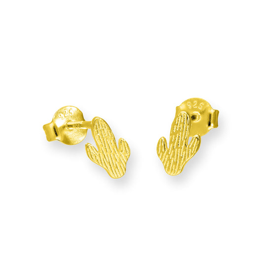 Gold Plated Sterling Silver Cactus Stud Earrings