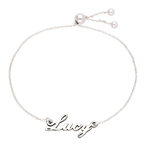 Bespoke Sterling Silver Name Script Adjustable Bracelet