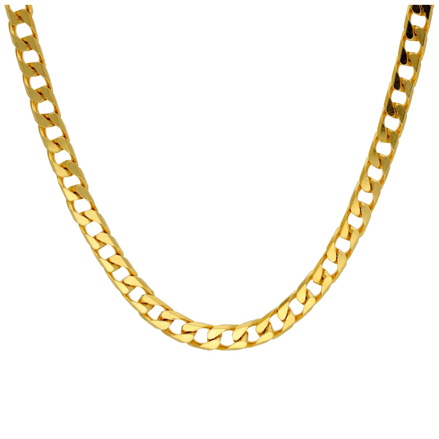 Gold Plated Sterling Silver Diamond Cut Curb Necklace 16-18 Inches