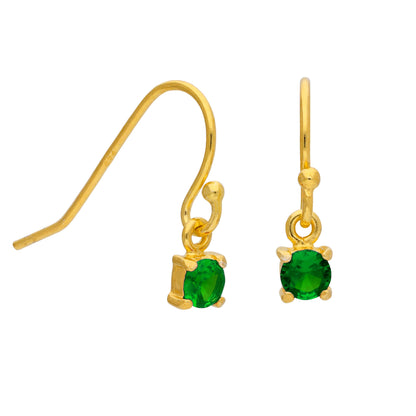 Gold Plated Sterling Silver Emerald CZ May Drop Earrings