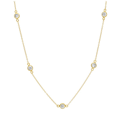 Gold Plated Sterling Silver Clear Multi CZ April Birthstone Necklace