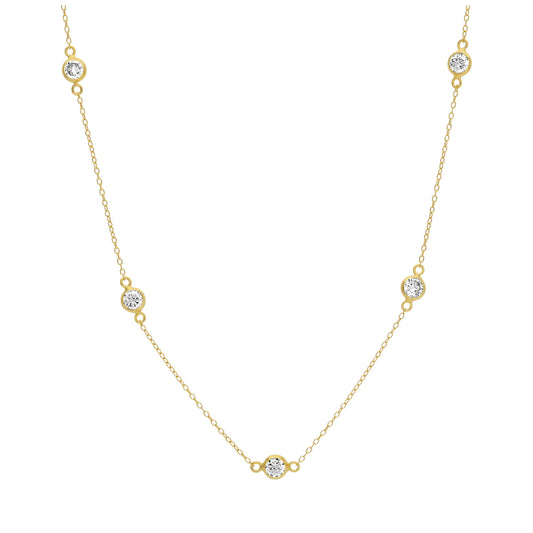 Gold Plated Sterling Silver Clear Multi CZ April Birthstone Necklace