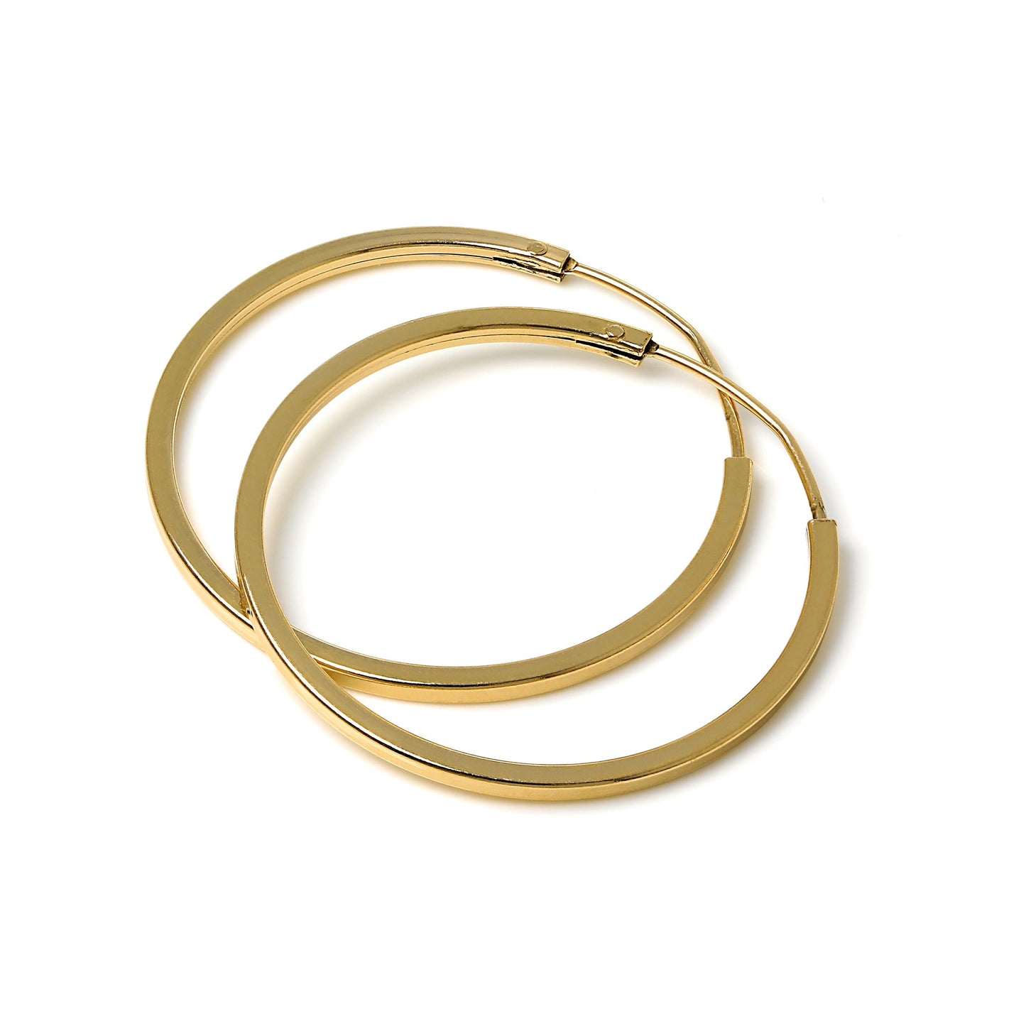 Gold Plated Sterling Silver 1mm Square Sleeper 25mm Hoop Earrings