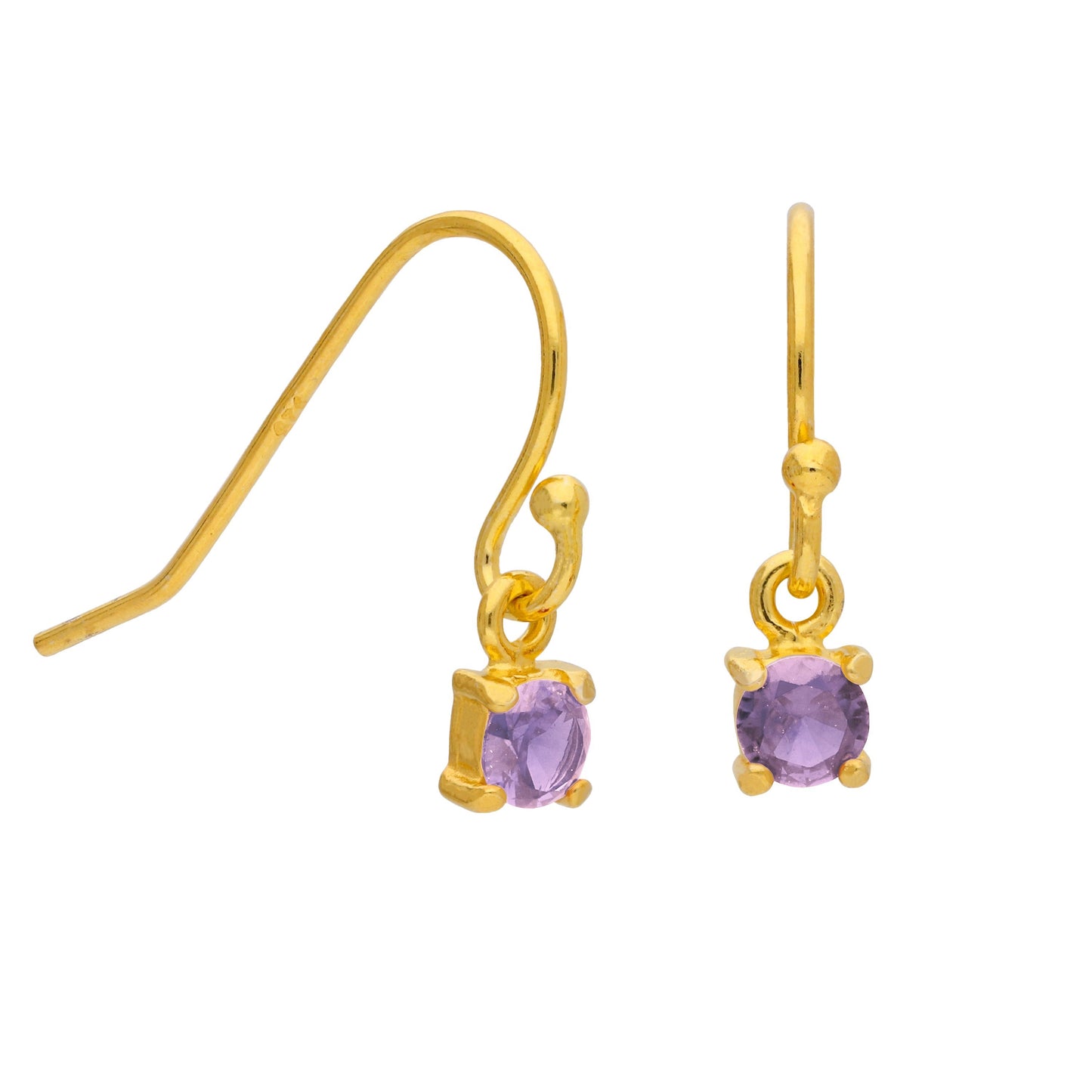 Gold Plated Sterling Silver Alexandrite CZ Dangle Earrings