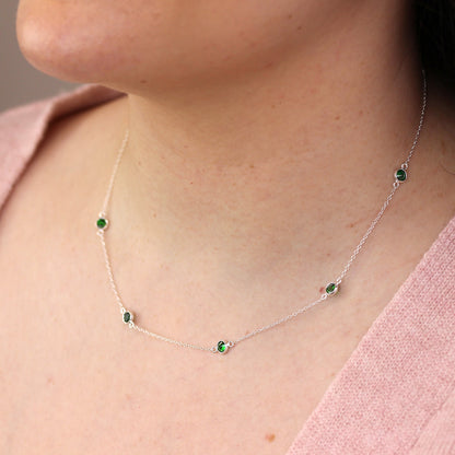 Sterling Silver Emerald CZ May Birthstone Necklace