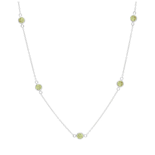 Sterling Silver Multi Peridot CZ August Birthstone Necklace