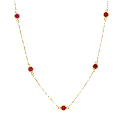 Gold Plated Sterling Silver Ruby CZ July Birthstone Necklace