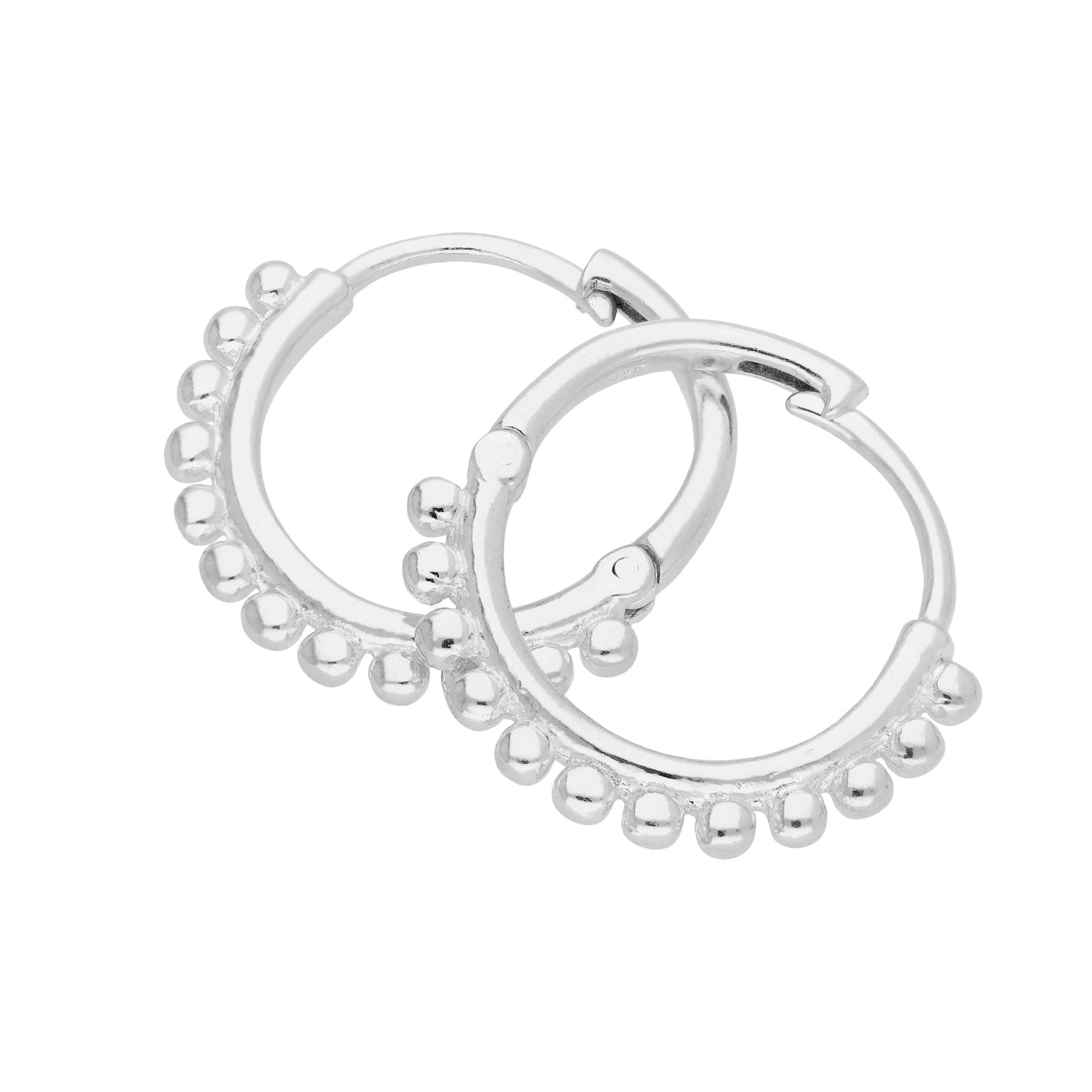 Sterling Silver Beaded 20mm Hoop Earrings