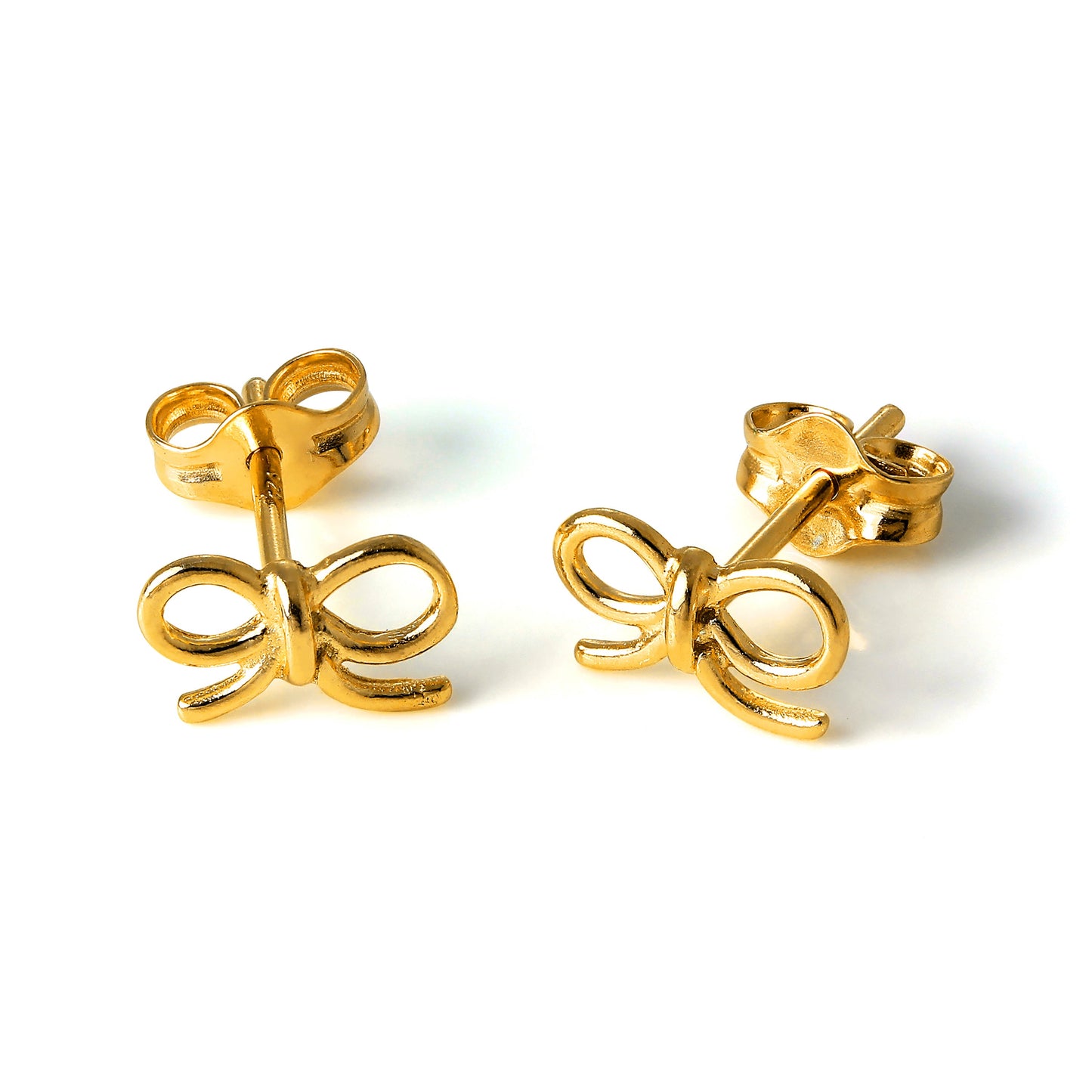 Gold Plated Sterling Silver Bow Stud Earrings