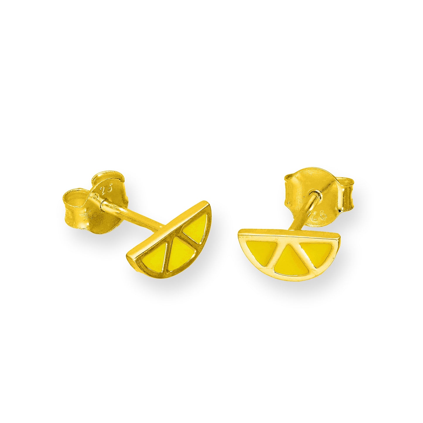 Gold Plated Sterling Silver & Enamel Lemon Stud Earrings