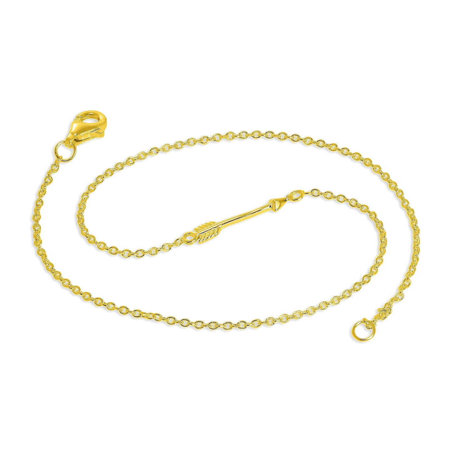 Gold Plated Sterling Silver Arrow Anklet