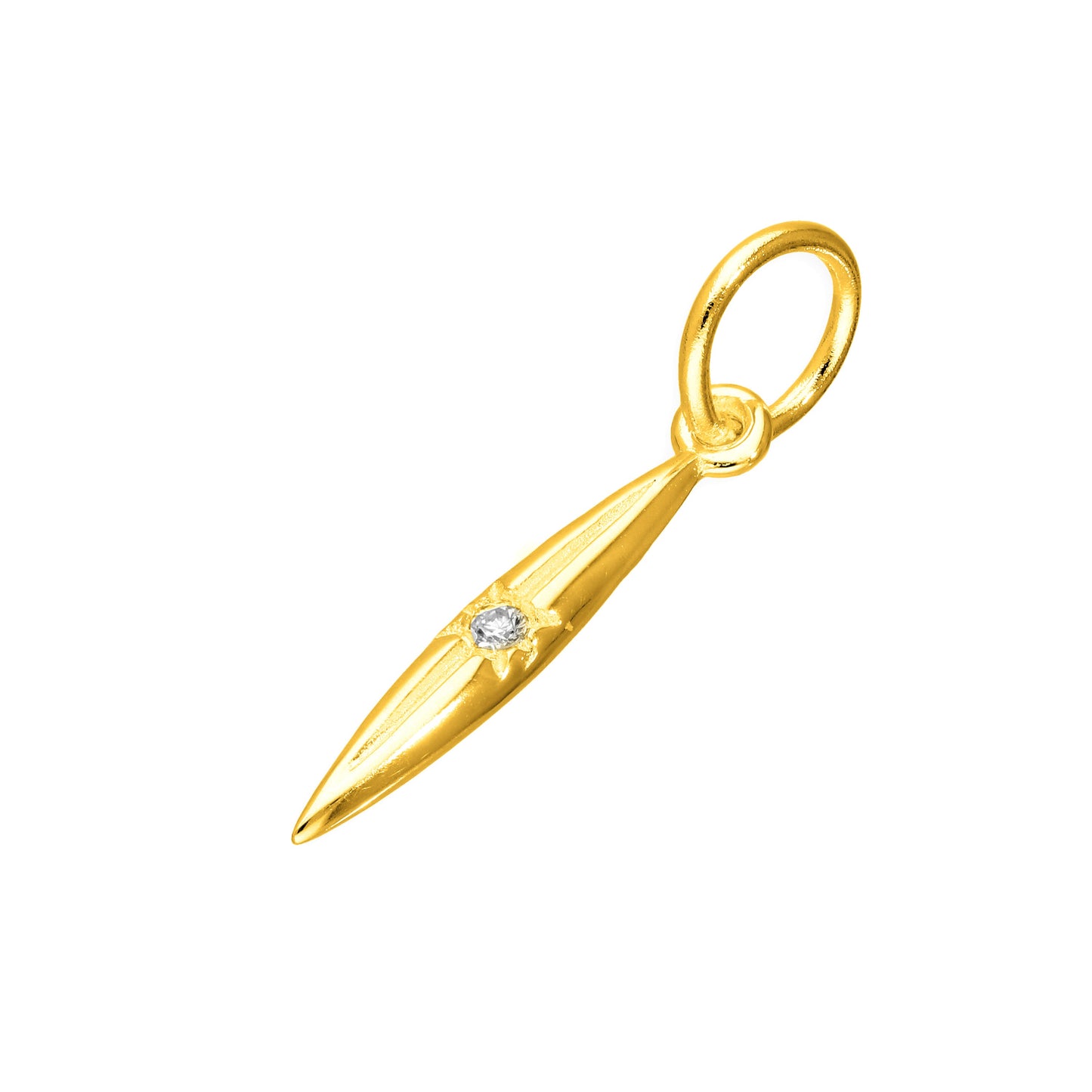 Gold Plated Sterling Silver & Genuine Diamond Spike Pendant Charm