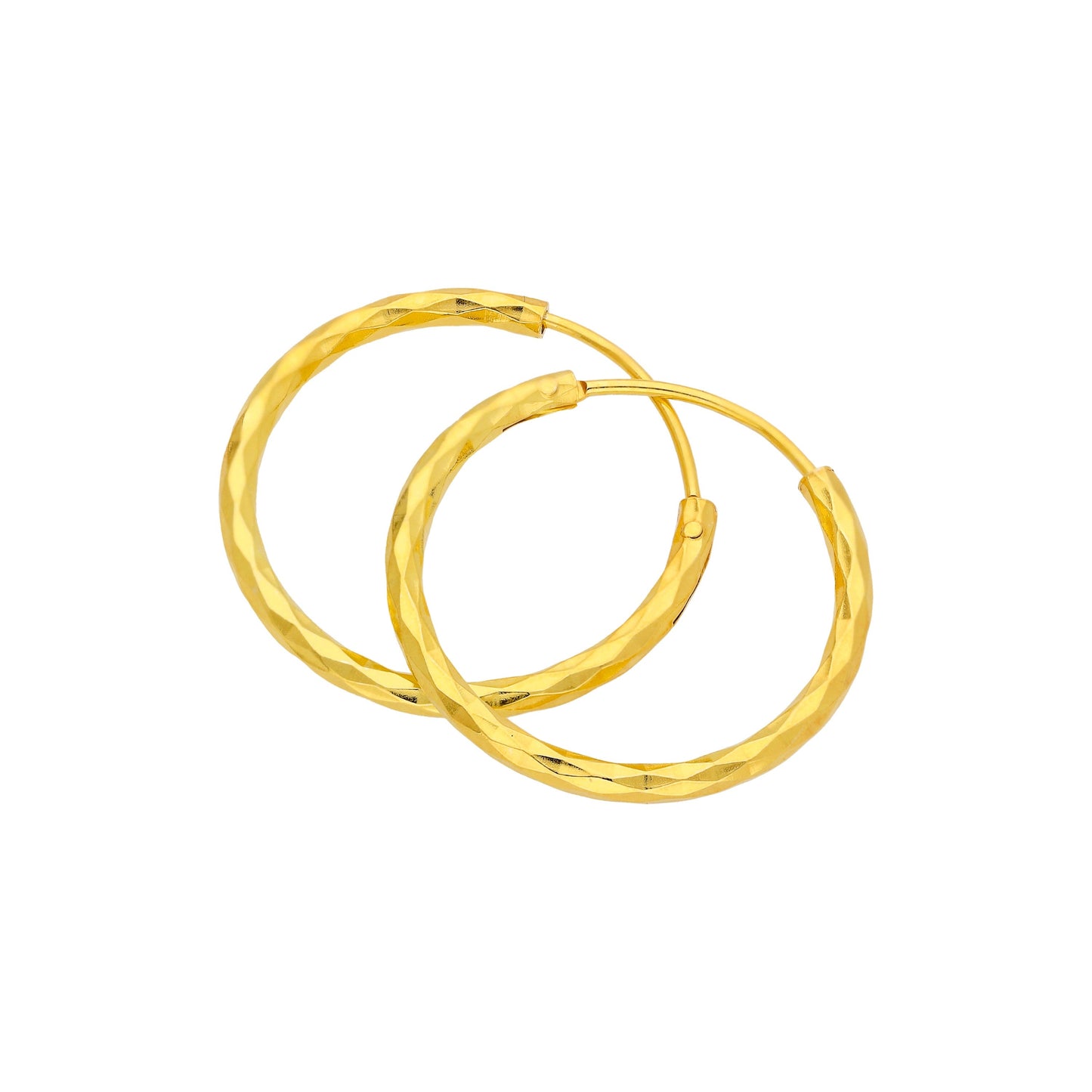 Gold Plated Sterling Silver Diamond Cut 18mm Hoop Earrings