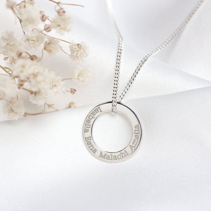 Personalised Sterling Silver Family Name Circle Necklace