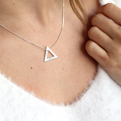 Personalised Sterling Silver Family Name Triangle Necklace