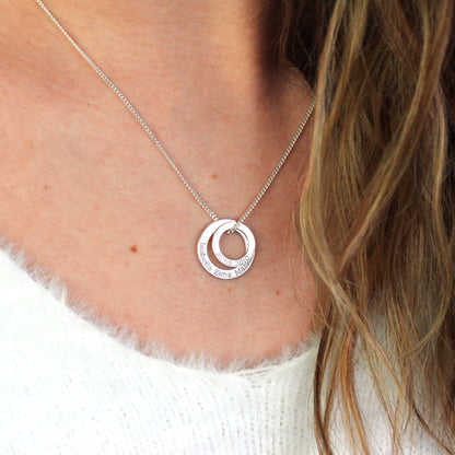 Personalised Sterling Silver Family Name Circle Necklace
