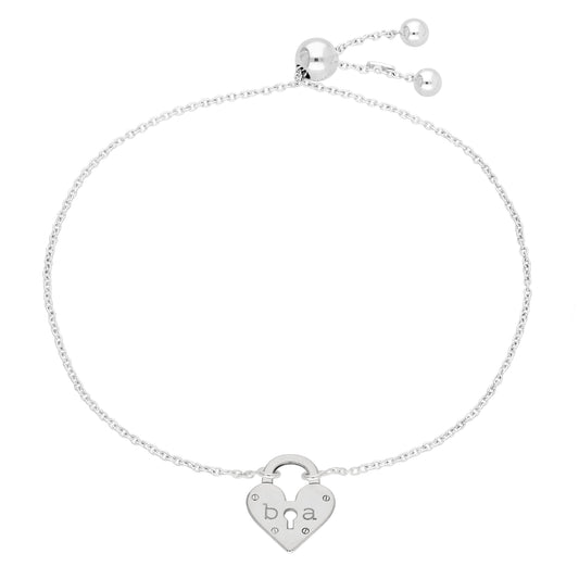 Bespoke Sterling Silver Initials Keyhole Heart Padlock Bracelet