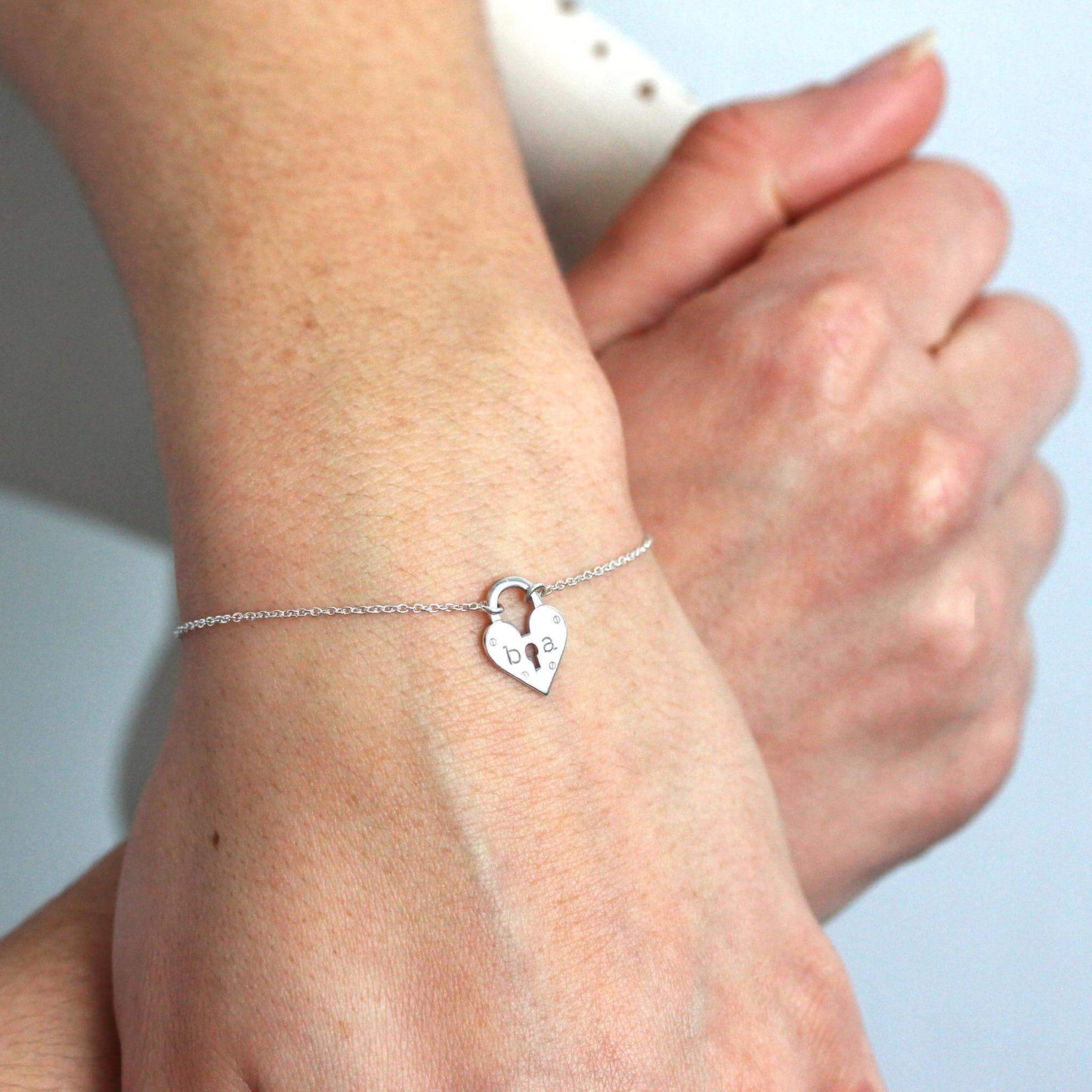 Personalised Sterling Silver Initials Heart Padlock Bracelet