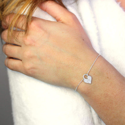 Personalised Sterling Silver Initials Heart Padlock Bracelet