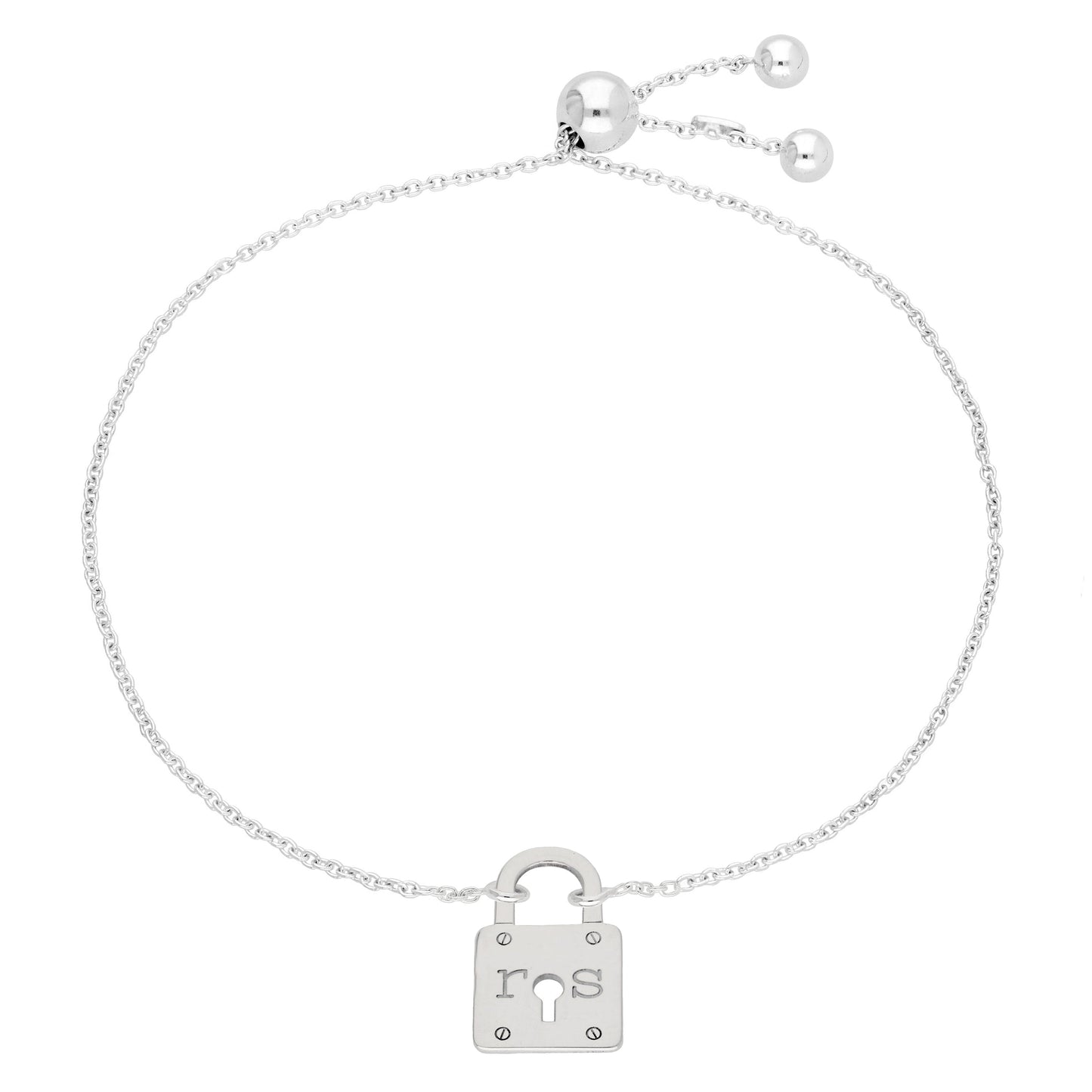 Bespoke Sterling Silver Initials Keyhole Padlock Bracelet