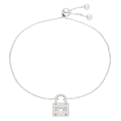 Bespoke Sterling Silver Initials Keyhole Padlock Bracelet