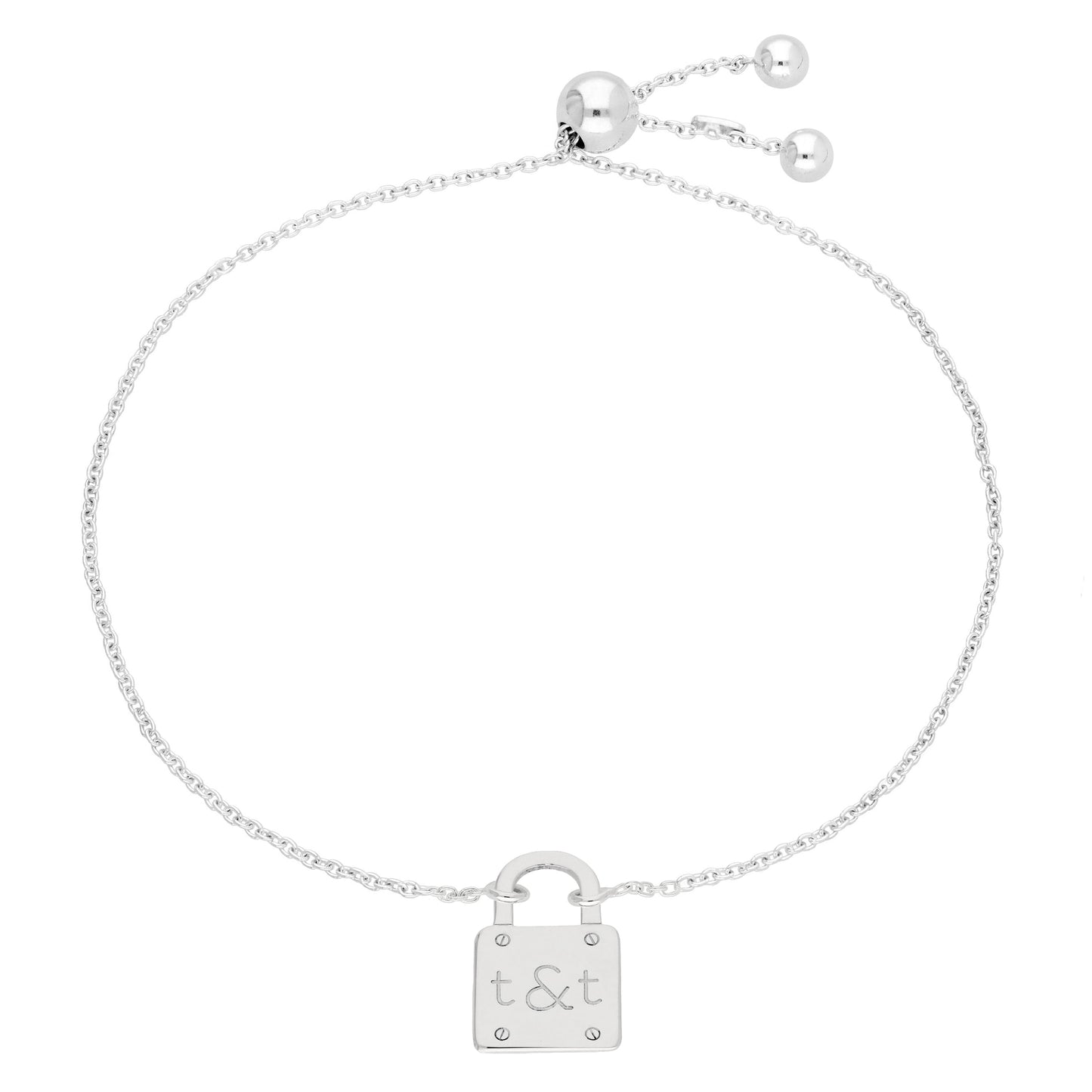 Bespoke Sterling Silver Initials & Padlock Bracelet