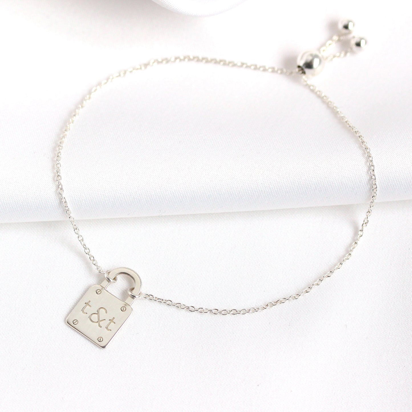 Bespoke Sterling Silver Initials & Padlock Bracelet