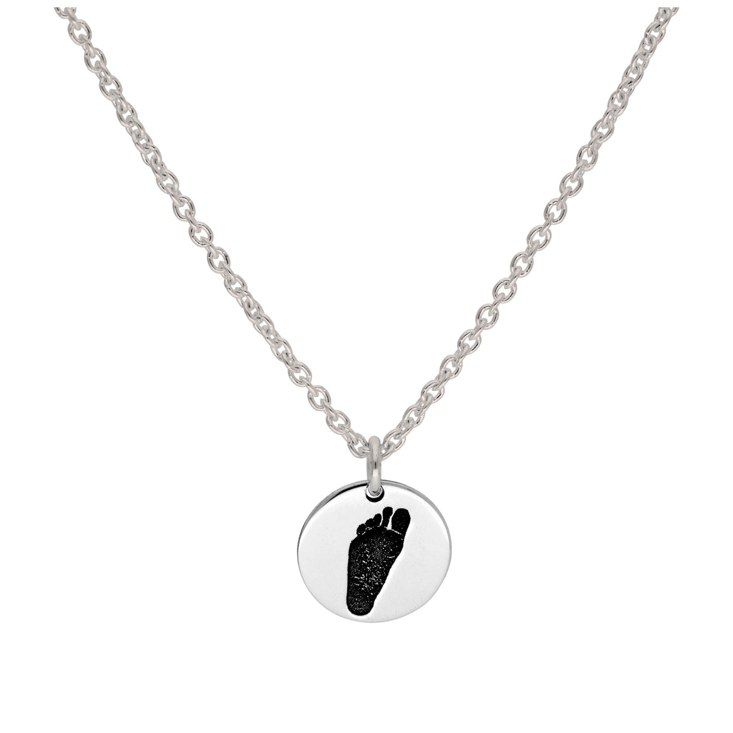 Bespoke Sterling Silver Footprint Round Necklace 16 - 24 Inches