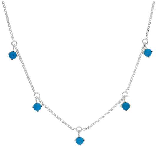 Sterling Silver Multi Turquoise December Birthstone Necklace