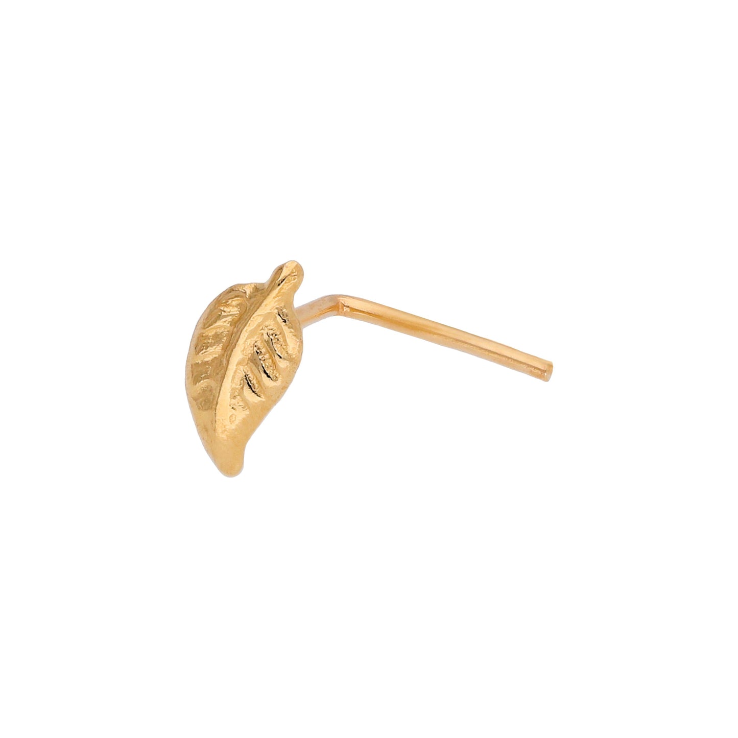 9ct Gold Leaf L-Shaped 24Ga Nose Stud