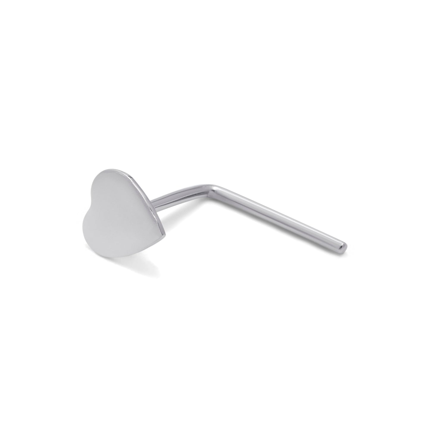 9ct White Gold Heart L-Shaped 24Ga Nose Stud