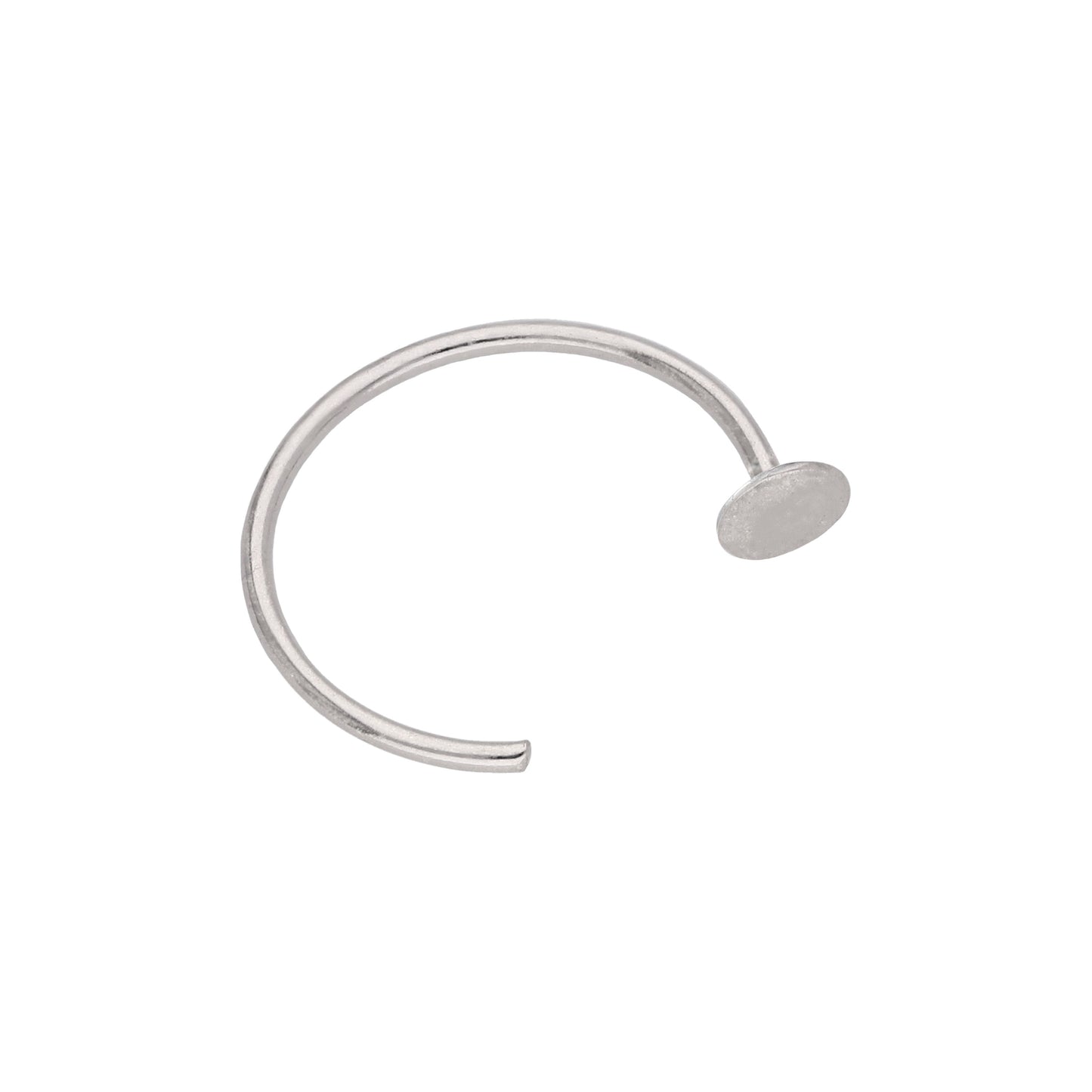 9ct White Gold Flat Disc Open Hoop 9mm 24Ga Nose Ring